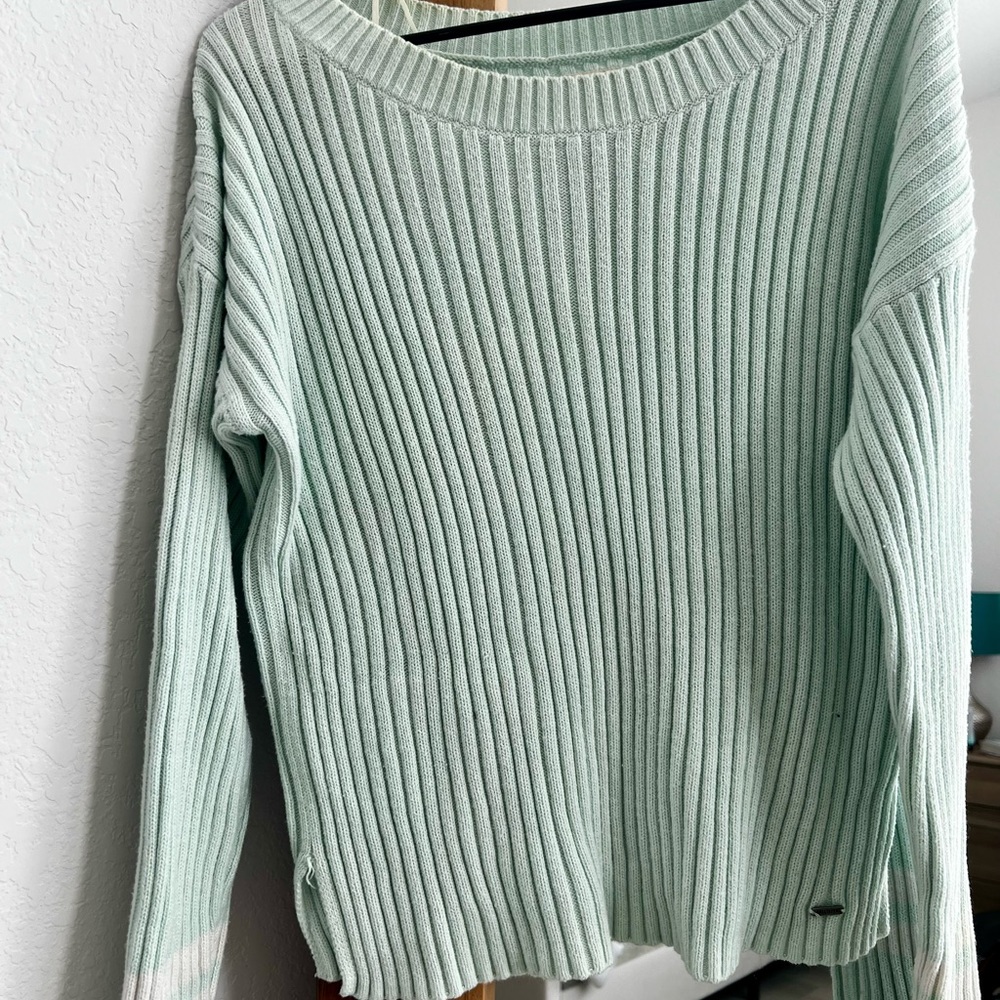 Hollister Mint Ribbed Crew Neck Sweater